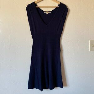 Boston Proper Navy Blue Fit & Flare Sweater Knit Dress XS